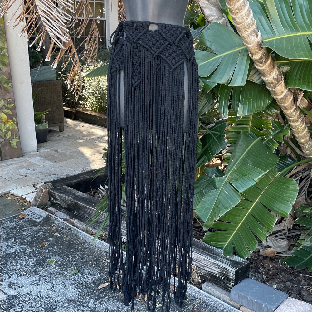 macramé, crochet fringe belt or skirt